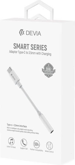Devia EC608 Converter USB-C male to 3.5mm female White 1pcs