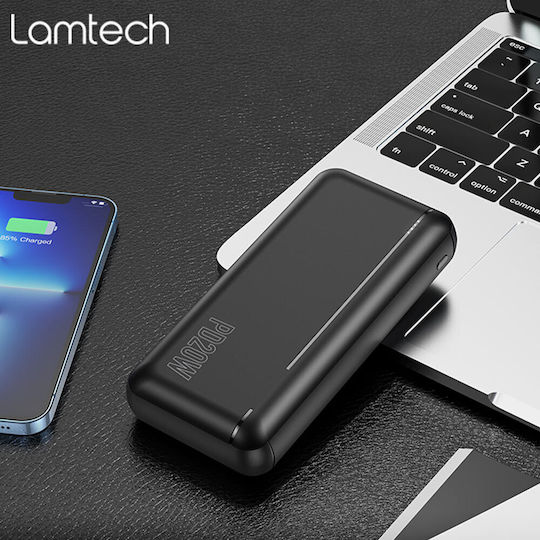 Lamtech Power Bank 20000mAh 22.5W με 2 Θύρες USB-A και 2 Θύρες USB-C Power Delivery / Quick Charge 3.0 Μαύρο