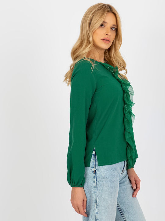 Lakerta Women's Summer Blouse Cotton Long Sleeve Green