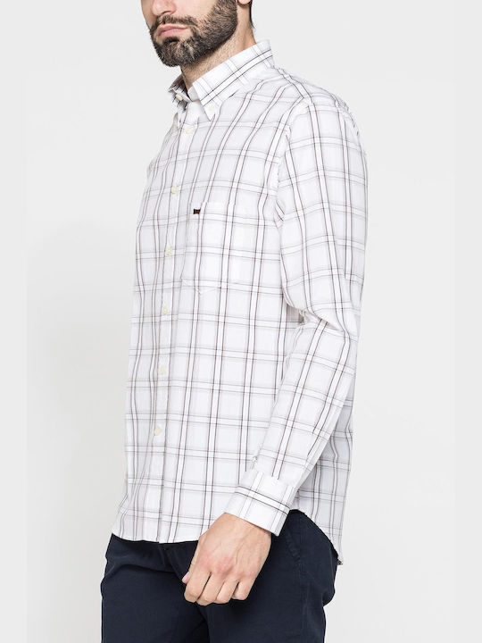 Long-sleeved plaid shirt - CARRERA (Brown White) 213A-1230A