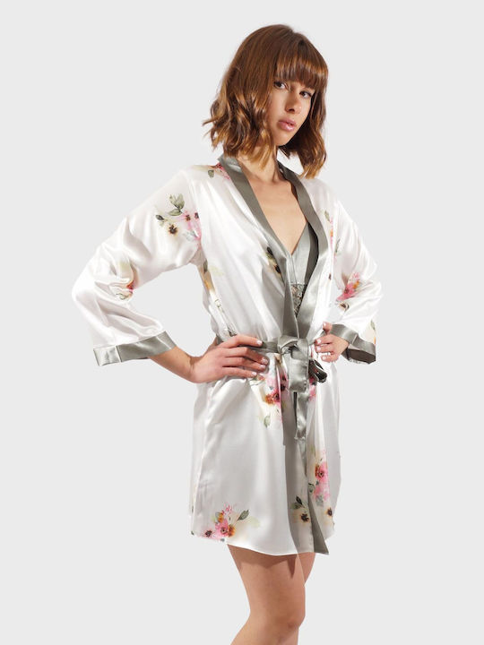 Women's nightgown set all print flower. Saten Collection HAKI