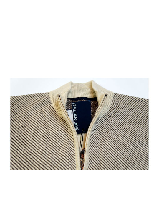 Men's knitted cardigan Italian Job 27306/2 BEIGE