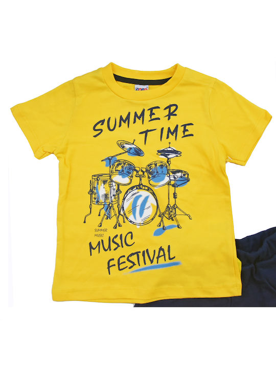 Set Blouse & Bermuda shorts "Summer Time" Yellow/Blue