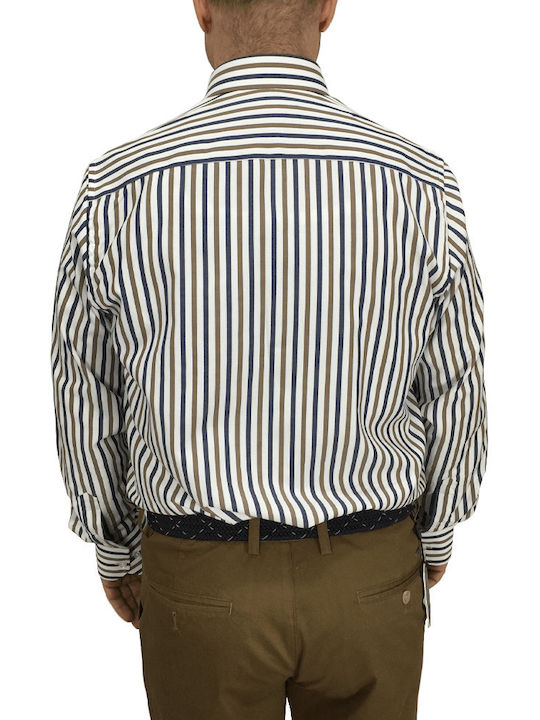 SHIRT STRIPED CAMEL/BLUE 11.31.PORTO LEXTON (11.31.PORTO-CAMEL-)