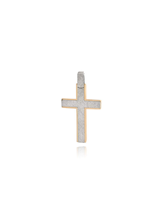 Christening Cross Val΄Oro for Girl Pink White Gold 14K with Zircon Stones 038559