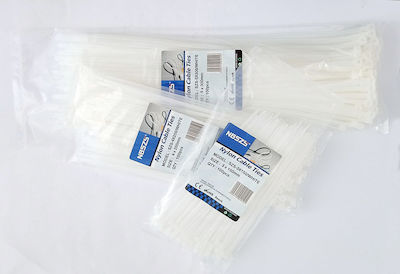 Pack of 100pcs White Plastic Cable Ties 200x4mm