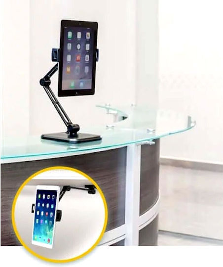 Techly Desk and Wall Extensible Support for Tablet and iPad 4.7"-12.9" Tablet Stand with Extension Arm Until 12.9" Black