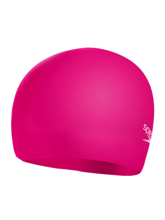 Speedo Plain Moulded Silicone Kids Swimming Cap Pink
