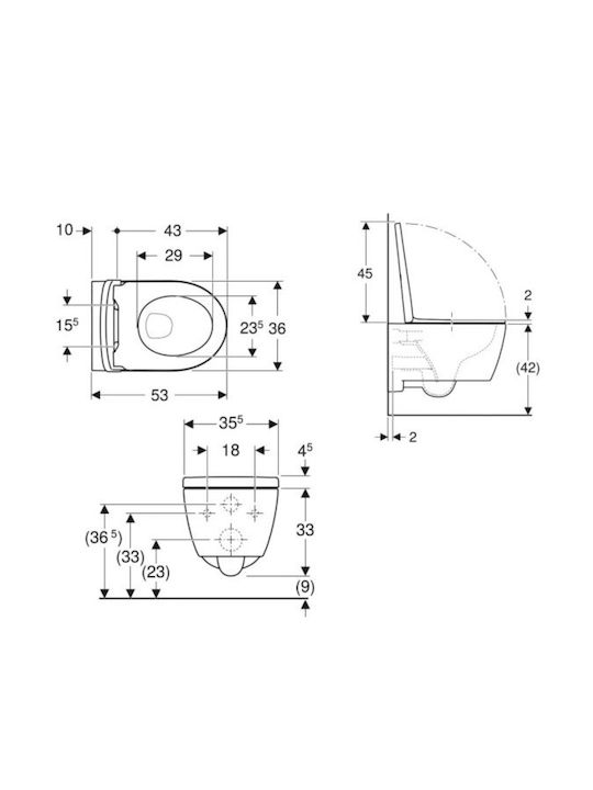 Geberit iCon Λεκάνη Κρεμαστή με Κάλυμμα Soft Close Λευκή