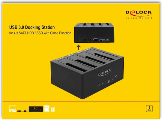 DeLock Docking Station for 4 Hard Drives SATA 2.5" / 3.5" with Connection USB 3.0 (64063)