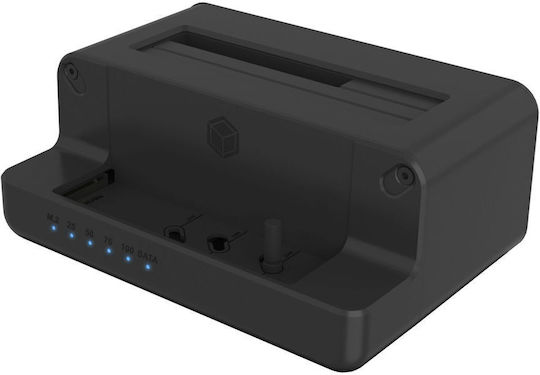 Icy Box Docking Station for 2 Hard Drives SATA/PCIe M.2 (2260)" / M.2 (2280)" / M.2 (2242)" / 3.5" / 2.5" with Connection USB-C (IB-2914MSCL-C31)
