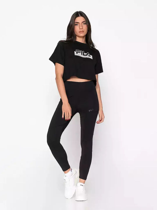 Evelyn Women's Athletic Crop Top Short Sleeve Black