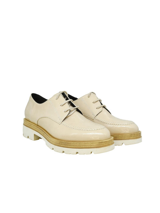 Viguera Women's Leather Oxfords in Beige Color 8137