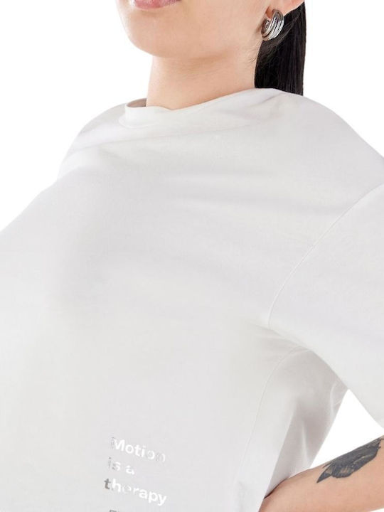 Women's Athletic Crop Top Short Sleeve with V Neckline White