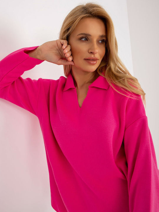 Rue Paris Damen Langarm Pullover Rosa