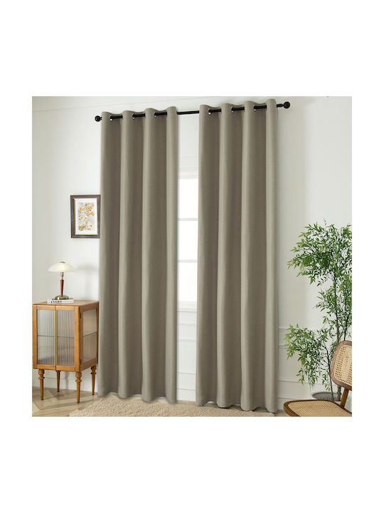 Beauty Home Затъмняваща Пердета И Завеси С Копчета Glare 8444 Пясъчен Цвят 140x270см