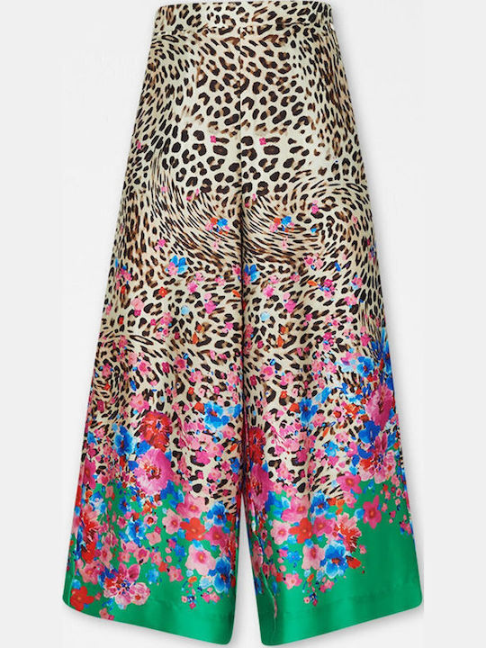 Women's High-waisted Fabric Trousers Leopard