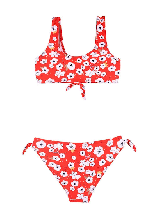 Children's Swimsuit Bikini Set Floral Red