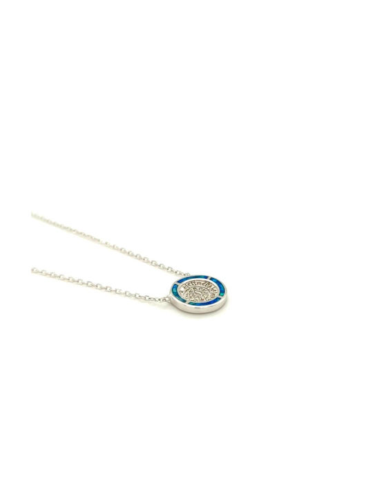 Women's necklace, silver (925°), Phaistos Disc with artificial opal