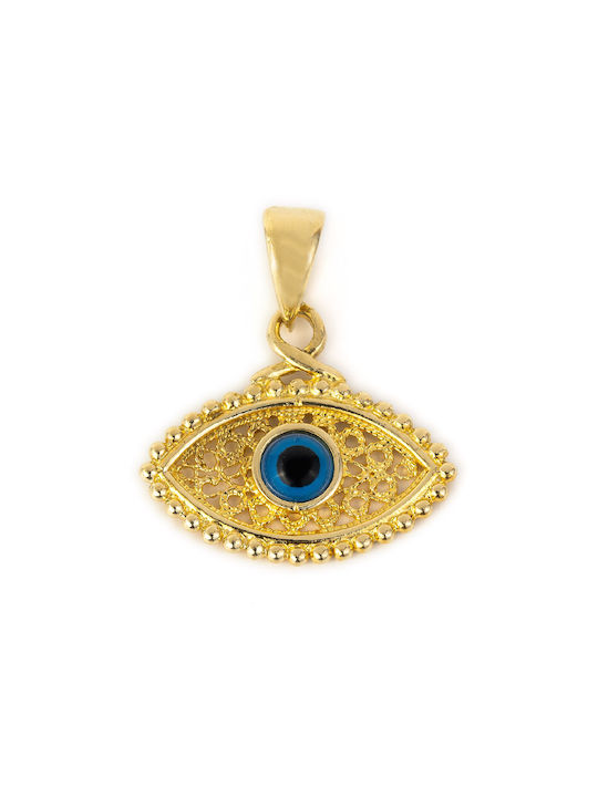 14K Gold Filigrane Byzantinischer Böser Augen Anhänger 0cm x 0.2mm
