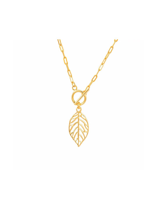 Leaf Necklace - Pink - Gold