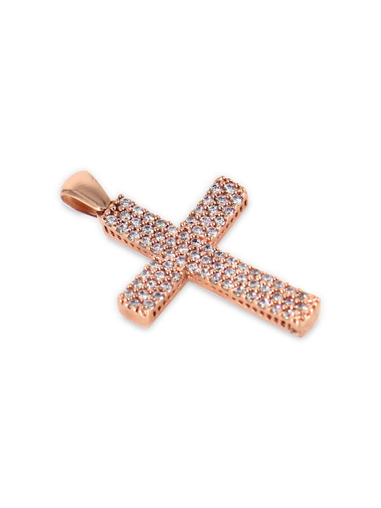 Women's Cross VITOPOULOS 14K Rose Gold with White Zirconia