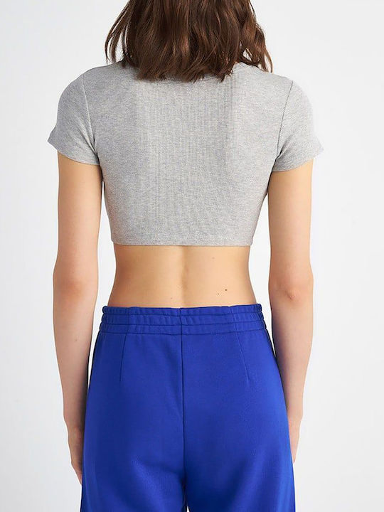 SugarFree Κοντομάνικο Crop Top Light Gray