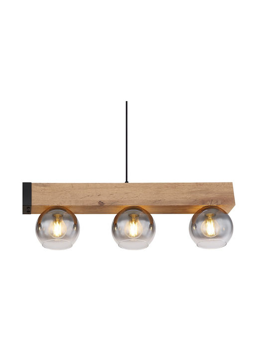 Globo Lighting Moitas Κρεμαστό Φωτιστικό Καφέ Ράγα για 6 Λαμπτήρες E27 140x15x120εκ.