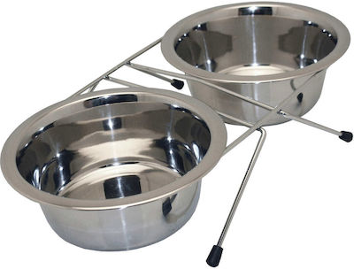 Happypet Stainless Bowls Food for Dog Silver with Base 2x4000ml 13072