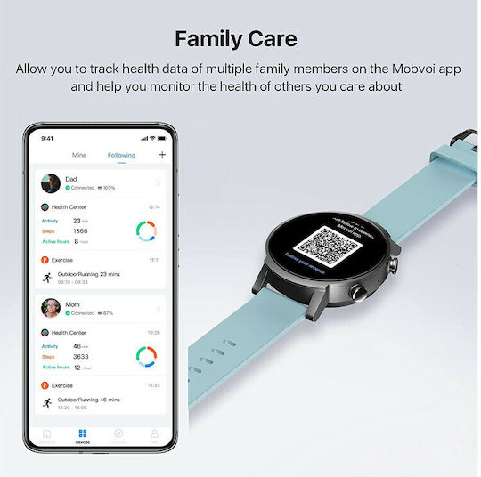 Ticwatch E3 44mm Αδιάβροχο Smartwatch με Παλμογράφο (Panther Black)