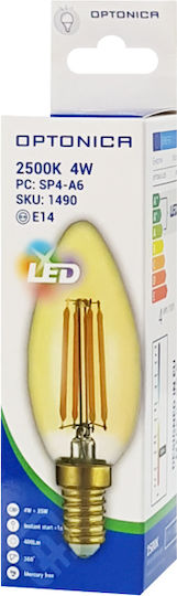 Optonica LED Bulb 4W 98mm for Socket E14 and Shape C35 Warm White 400lm