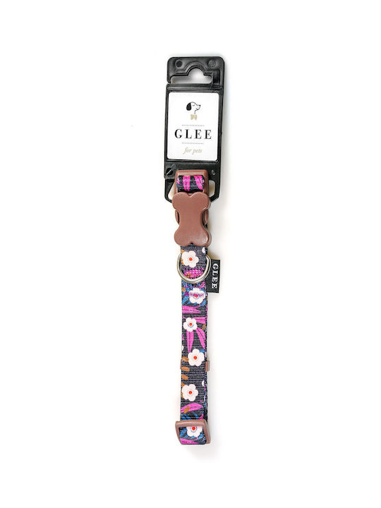 Glee Dark Flowers Dog Collar Medium 20mm x 40 - 55cm