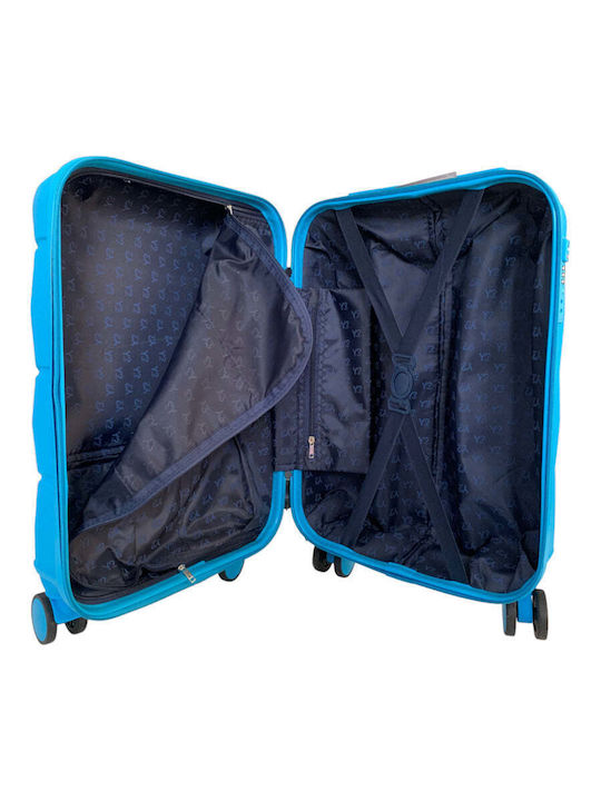 Y Not? Large Hard Blue Suitcase with 4 Wheels Height 78cm