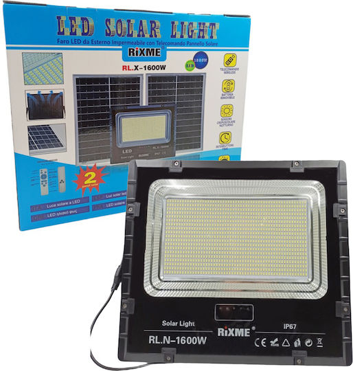 Rixme Waterproof Solar LED Floodlight 1600W with Remote Control IP67