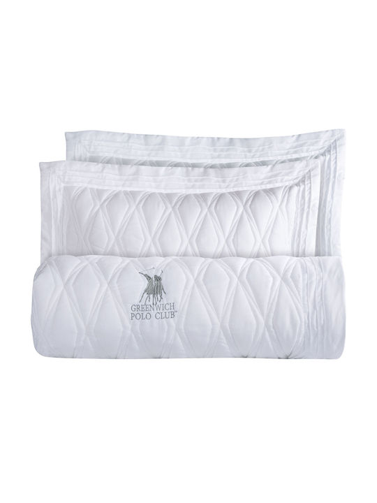 Greenwich Polo Club 2158 Σετ Κουβερλί Υπέρδιπλο Microfiber Λευκό 220x240cm 3τμχ