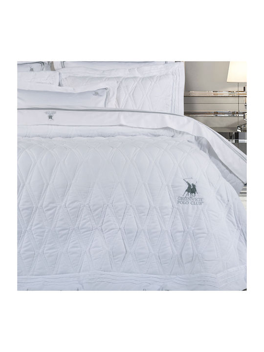 Greenwich Polo Club 2158 Σετ Κουβερλί Υπέρδιπλο Microfiber Λευκό 220x240cm 3τμχ