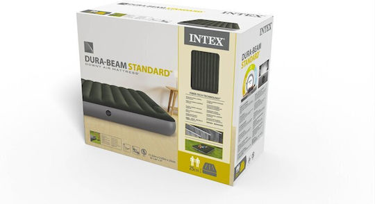 Intex Inflatable Double Air Mattress with Integrated Pump Downy 203x152x25cm Gray