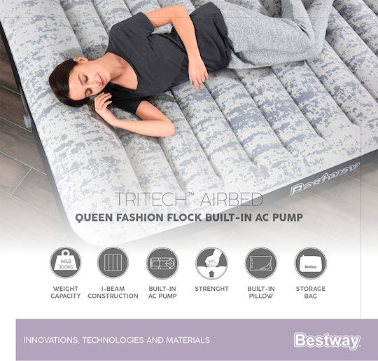 Bestway Inflatable Sleeping Mattress with Built-in Electric Pump 203x152x30εκ. Black