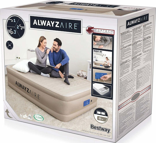 Bestway Φουσκωτό Στρώμα Ύπνου Διπλό με Ενσωματωμένη Ηλεκτρική Αντλία 203x152x51εκ.