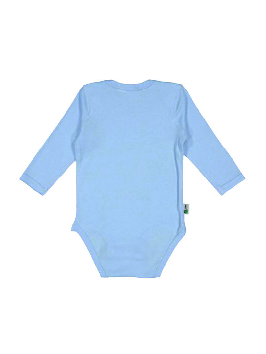 Baby romper, light blue, long sleeve, Corc, 100% cotton.