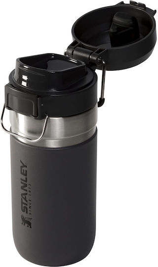 Stanley Go Quick Flip Bottle Thermos Stainless Steel BPA Free 470ml Charcoal with Handle and Mouthpiece