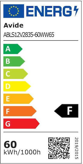 Avide Αδιάβροχη Ταινία LED ABLS12V2835-60WW65 12V Θερμό Λευκό Φως 5m Τύπου SMD2835