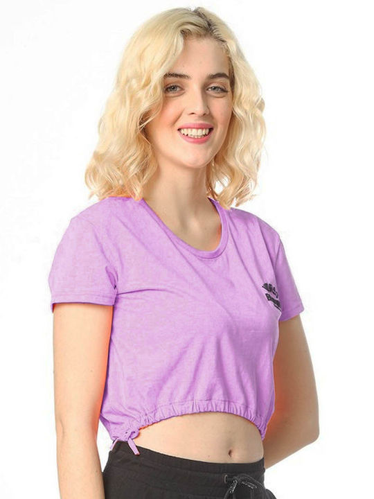 Paco & Co Women's Summer Crop Top Cotton Short Sleeve Lilacc