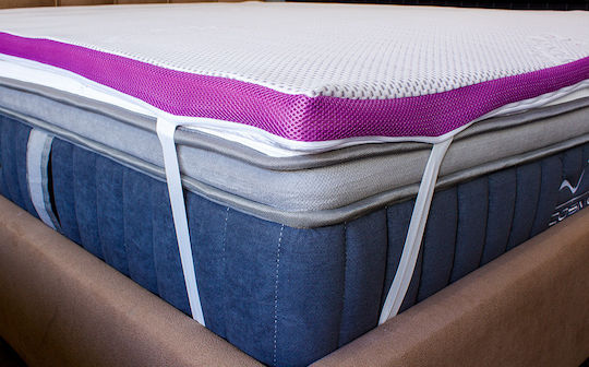 Como felt & wadding producers Mattress Topper Memory Foam 3D Double Memory Foam with Removable Cover & Elastic Straps 140x190x4cm