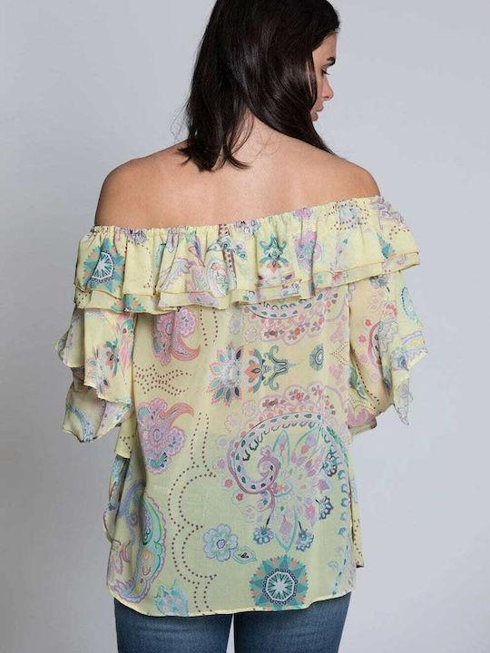 Twenty 29 Off-Shoulder Γυναικείο Top Κίτρινο