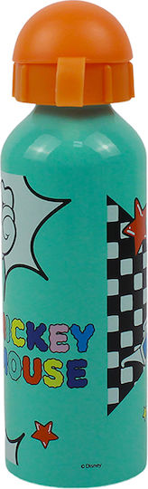 Gim Mickey Kids Water Bottle Mickey Aluminium with Pop-Up Cap Light Blue 520ml