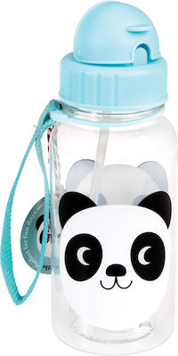 Rex London Kids Plastic Water Bottle with Straw Miko the Panda Light Blue 500ml