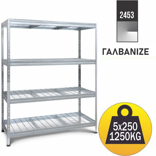 AR Shelving Dexion Galvanized Shelving Unit 120x45x180cm with 4 Shelves Total Load Capacity 1600kg