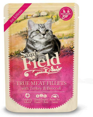 Sam's Field True Meat Fillets Храна за мокри котешки хранилки за малки кастрирани котки с Чантичка с Турция 85гр 1бр