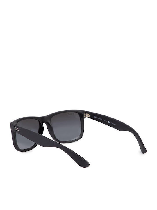 Ray Ban Justin Unisex Sunglasses with Black Plastic Frame and Black Gradient Polarized Mirror Lens RB4165 622/T3